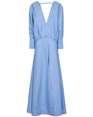Batakovic Light Cotton Long Flared Dress - Blue