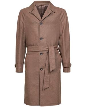 D 40 Biscuit Wool Blend Belted Coat - Brown