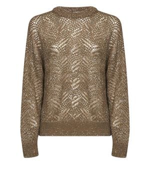 Brunello Cucinelli Dazzling Abstract Leaf Jumper - Brown