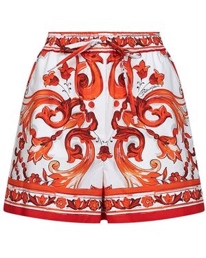 Dolce & Gabbana Bermuda Shorts Maiolica Print - Red