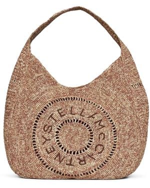 Stella McCartney Logo Large Crochet Hobo Bag - Natural