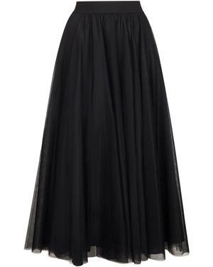 Blanca Vita Onyx Tulle Gerby Long Wide Skirt - Black