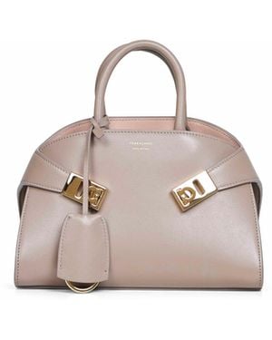 Ferragamo Warm Taupe Hug Xs Mini Bag - Natural