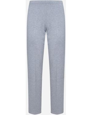 Blanca Vita Grey Virgin Wool Knit Bootcut Trousers - Blue