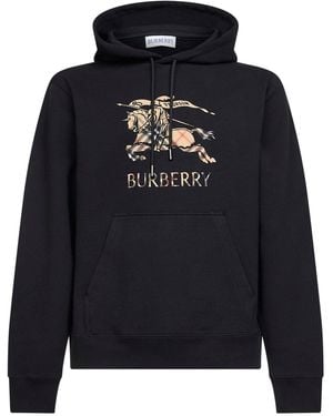 Burberry Felpa Con Cappuccio - Blu