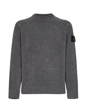 Stone Island Mélange Cotton Chenille Crewneck Jumper - Grey