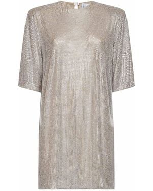 GIUSEPPE DI MORABITO Crystal-Embellished Tulle T-Shirt Mini Dress - Gray