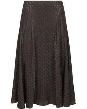Fendi Jacquard Ff Silk Midi Skirt - Gray
