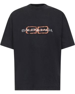 Balenciaga T-Shirt B Icon Stencil - Nero