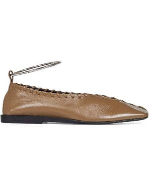 Jil Sander Nappa Leather Ring Ballet Flats - Green