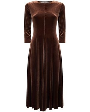 Blanca Vita Stretch Velvet Asia Midi Dress - Brown