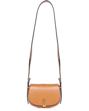 Polo Ralph Lauren Tan Mini Saddle Polo Id Crossbody Bag - White