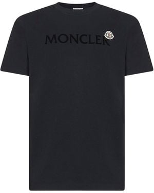 Moncler Cotton Flocked Logo T-Shirt - Black