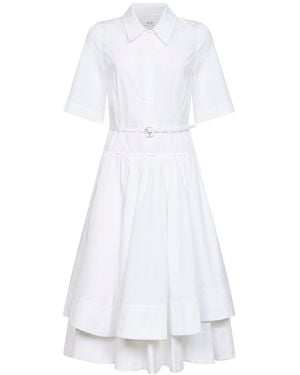 Co. Tton Poplin Belted Midi Dress - White