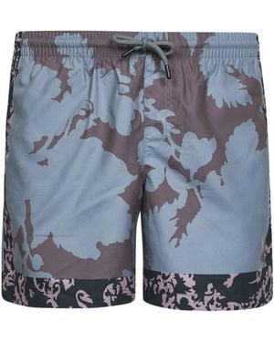 Dries Van Noten Petrol Printed Nylon Swim Shorts - Blue