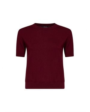 Max Mara Burgundy Knit Smmgiulietta Basic Top - Red