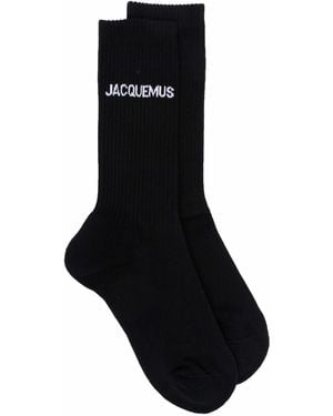 Jacquemus Ribbed Crew Socks - Black