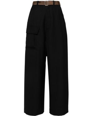 Plan C Cargo Belted Pants - Black