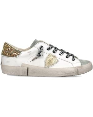 Philippe Model Prsx Glitter Patch Low Sneakers - White