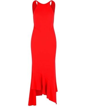 ANDAMANE Asymmetrical Midi Dress - Red