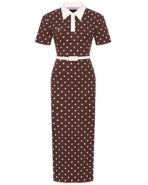 ROWEN ROSE Polka Dot Dress - Brown
