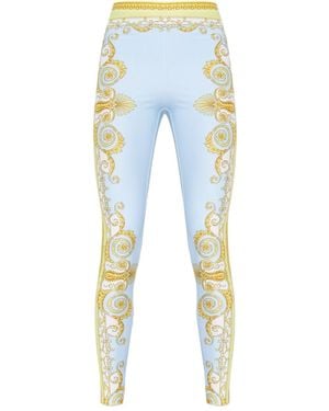 Versace Barocco Print Leggings - Blue