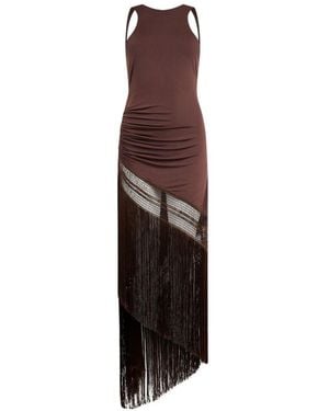 ANDAMANE Jersey Dress With Fringes - Purple