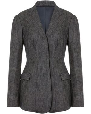 Alberta Ferretti Stretch Wool Blend Blazer - Black