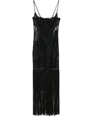 The Attico Midi Dress With Embroidery - Black