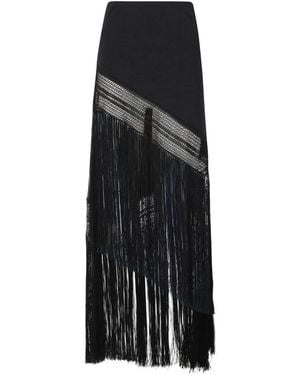 ANDAMANE Jersey Skirt With Fringes - Black