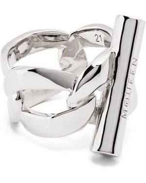 McQueen T-Bar Ring - White