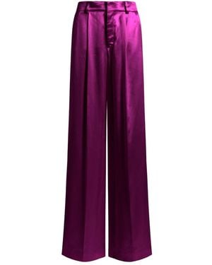 Alberta Ferretti Wide-Leg High-Waist Pants With Front Pleats - Purple
