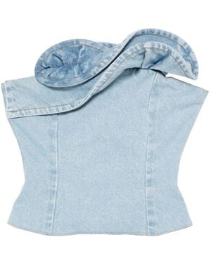 Magda Butrym Denim Bustier Top - Blue