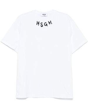 MSGM Cotton T-Shirt With Logo - White
