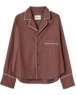 Plan C Boxy Cotton Shirt - Brown