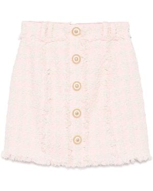 Balmain Checked Tweed Miniskirt - Pink