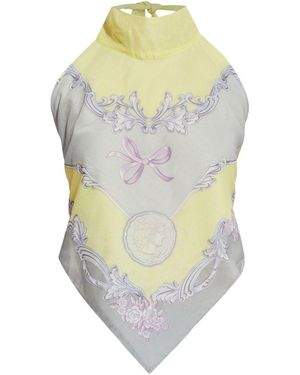 Versace TOP Medusa Cameo in cotone e seta - Grigio