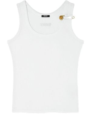 Versace Logo Cotton Tank Top - White