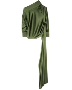 Dries Van Noten TOP ASIMMETRICO IN SETA - Verde