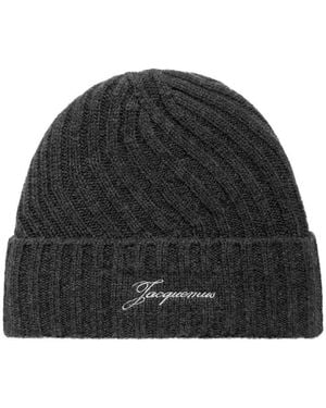 Jacquemus Tourni Twisted Cashmere Beanie - Black
