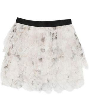 Max Mara Skirt With Printed Organza Petals - White