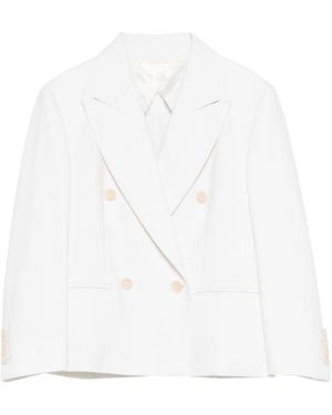 Max Mara Wool Canvas Crop Blazer - White