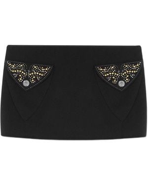 Versace Minigonna in lana con borchie - Nero