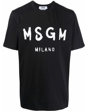 MSGM T-Shirt In Cotone Con Stampa Logo - Nero