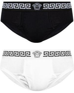 Versace Logo Briefs (2-Pack) - Black