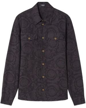 Versace CAMICIA CON STAMPA BAROCCA - Blu