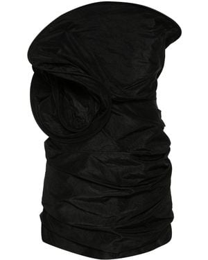 Magda Butrym Abito Drappeggiato Con Dettaglio Rosa Oversize 3D - Nero