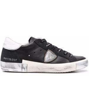 Philippe Model Prsx Sneakers In Leather And Suede - Black