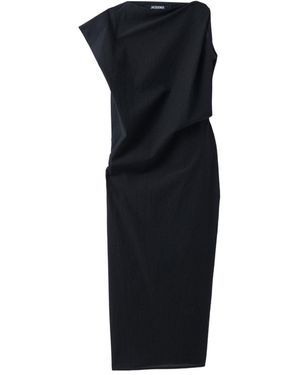 Jacquemus La Robe Drap Midi Dress - Black