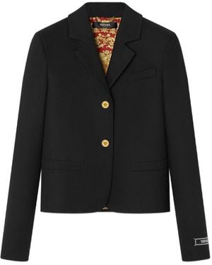 Versace Gabardine Short Boxy Blazer - Black